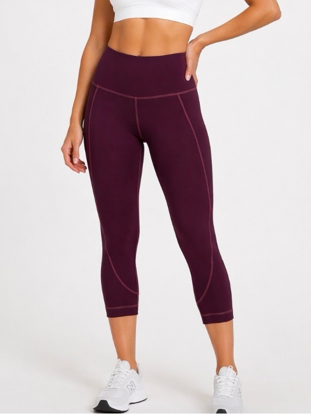 Athleta maroon burgundy 3/4 leggings yoga SZ SM